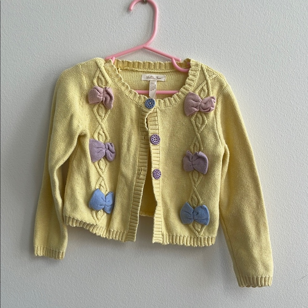 Matilda Jane Kids Yellow Cardigan with Bow Accents